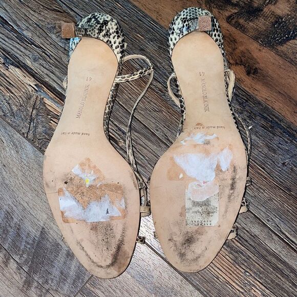 Manolo Blahnik Strappy Snake Heels with dust bag - Picture 5 of 8